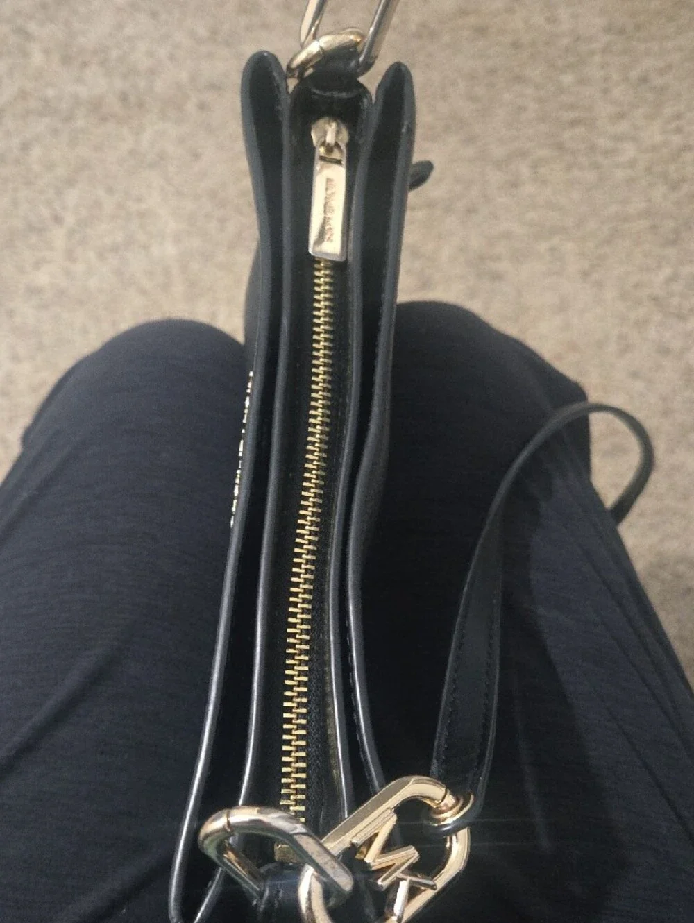 Michael Kors Black Pebbled Leather Crossbody with Gold Hardware **See Descrip**